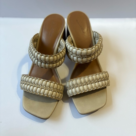 Universal thread cream braided block heel sandal Nikola heel size 6 - Picture 2 of 10